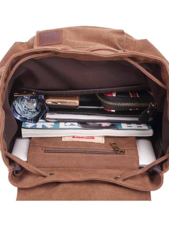 Unisex Retro Canvas Backpack with Multiple Pockets main image 8
